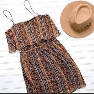 MANGO boho floral & paisley print layered dress